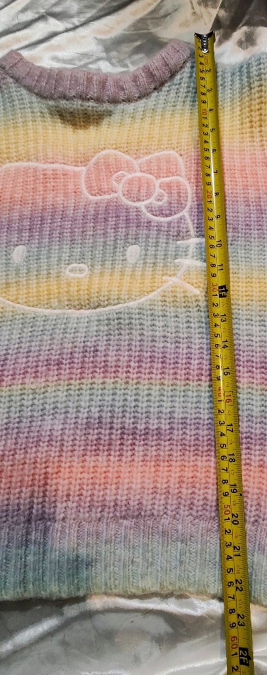 Forever 21 Pastel Rainbow Hello Kitty Crewneck Sweater. 23 Pit To Pit. - Picture 12 of 14
